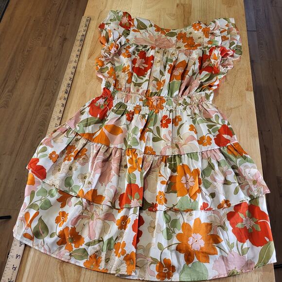 Entro Floral Mini Dress - Orange and Green - Picture 12 of 12